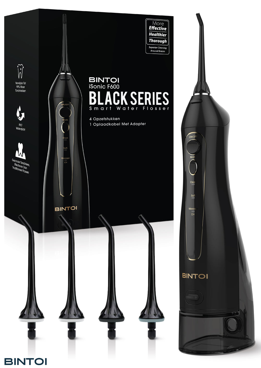 Bintoi® iSonic Black Series F600 - Waterflosser - Flosapparaten - Monddouche